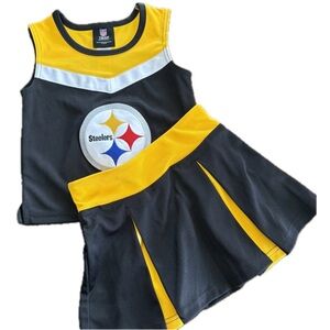 Pittsburgh Steelers Girls Two Piece Cheerleader Set Fan NFL Apparel Size 5/6